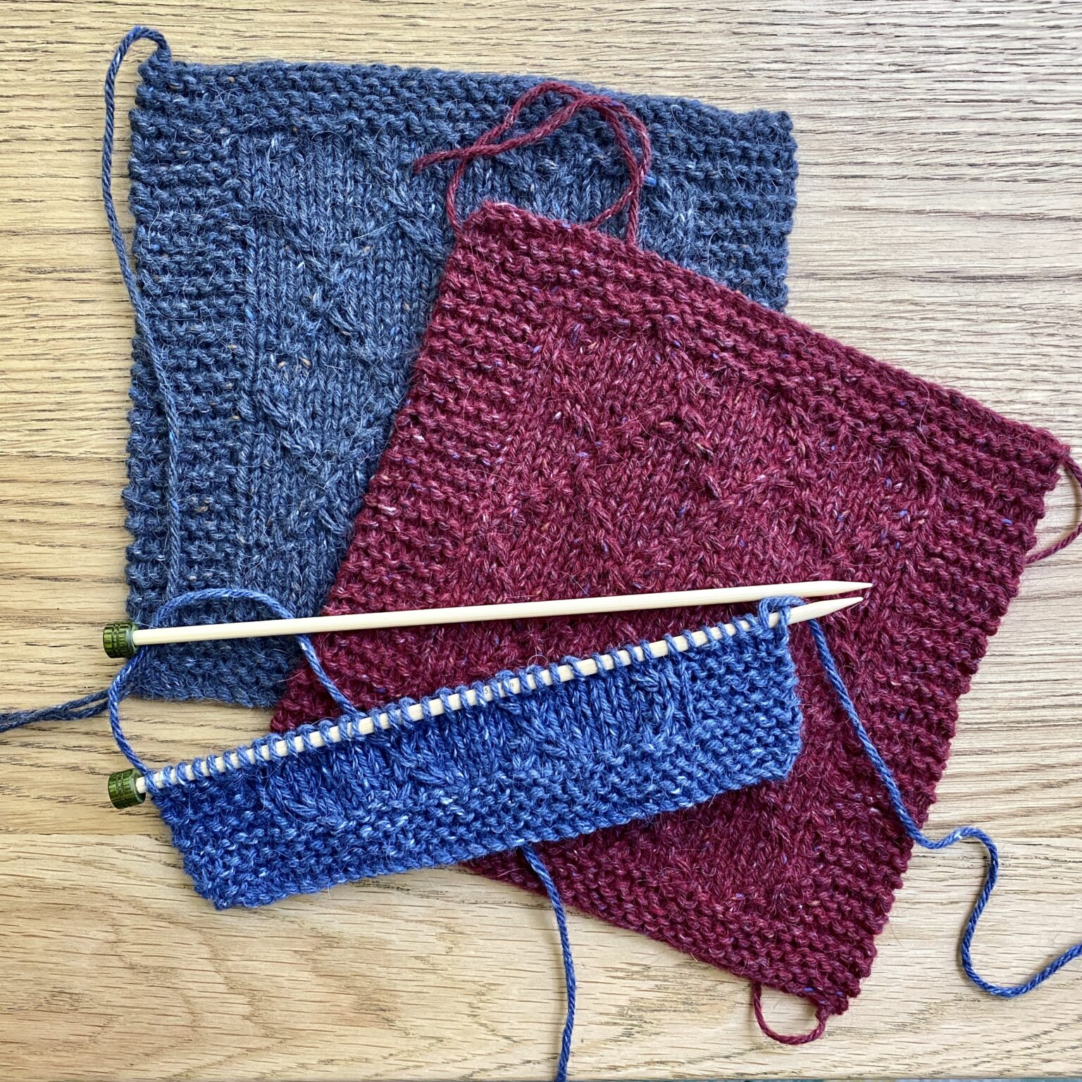 Close up of green blue and purple cowl